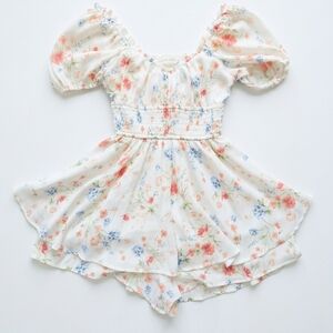 Altar'd State Floral Romper with Puff Sleeves